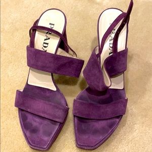 Purple Suede Prada Platform Sandals